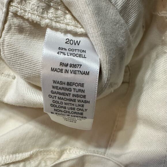 Wide Leg High Rise Cropped Offwhite Cream Colored Pants Size 20 - Picture 4 of 8